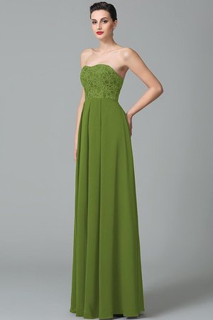 Robe demoiselle d'honneur longue en chiffon de col en cœur manche nulle a-ligne