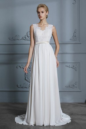 Robe de mariée de princesse joli de traîne moyenne avec chiffon a-ligne