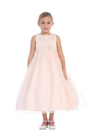 Robe cortège fille plissé pailleté de lotus en organza manche nulle