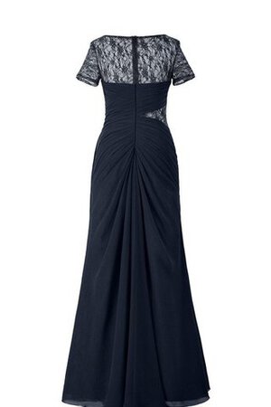 Robe de bal sage en forme ruché avec manche courte avec perle