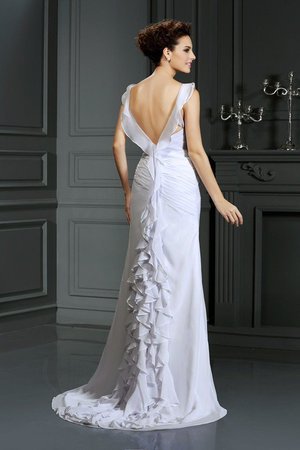 Robe de mariée de sirène de traîne moyenne avec zip avec perle manche nulle