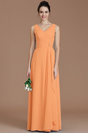 Robe demoiselle d'honneur avec chiffon ruché avec zip v encolure jusqu'au sol