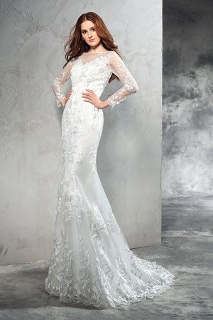 Robe de mariée naturel longue en forme avec manche longue de traîne courte