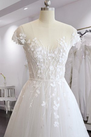 Robe de mariée de princesse decoration en fleur avec manche courte élégant naturel