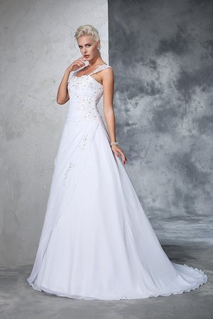 Robe de mariée longue de mode de bal decoration en fleur cordon avec chiffon