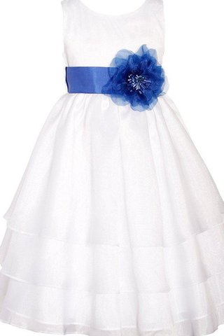 Robe cortège fille longueru au niveau de sol encolure ronde en tulle avec fleurs avec nœud