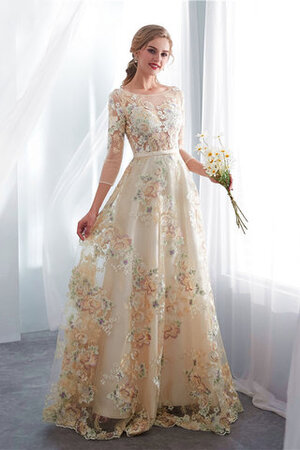 Robe de mariée en 3/4 manche accrocheur en tulle bucolique en satin