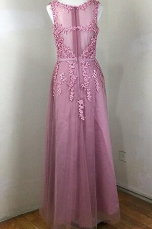 Robe de bal romantique avec ruban avec décoration dentelle decoration en fleur encolure ronde