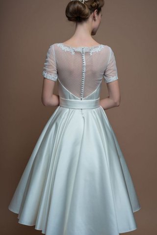 Robe de mariée boutonné avec ruban ceinture en étoffe a-ligne jusqu'au mollet