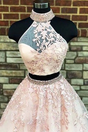 Robe de bal voyant a-ligne de traîne courte de princesse naturel