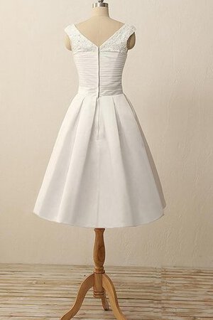 Robe de mariée plissage bref avec manche courte avec zip avec manche épeules enveloppants