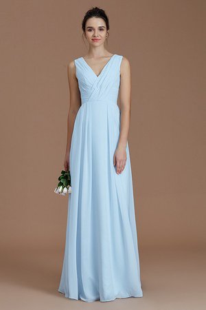 Robe demoiselle d'honneur naturel jusqu'au sol v encolure avec zip de princesse