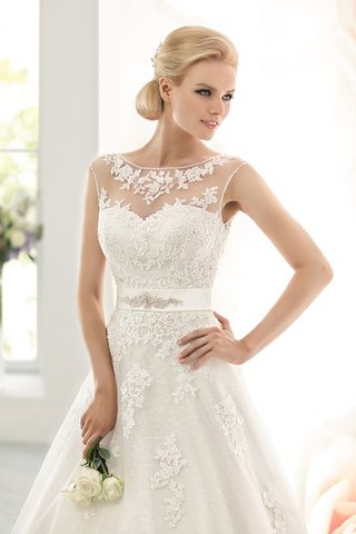 Robe de mariée luxueux ceinture textile en tulle manche nulle avec ruban