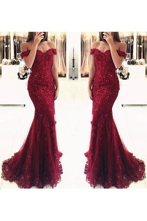 Robe de bal plissage distinguee d'epaule ecrite avec manche épeules enveloppants en dentelle