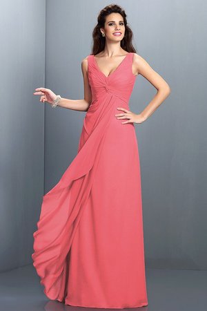 Robe demoiselle d'honneur plissage longue de princesse a-ligne bandouliere spaghetti