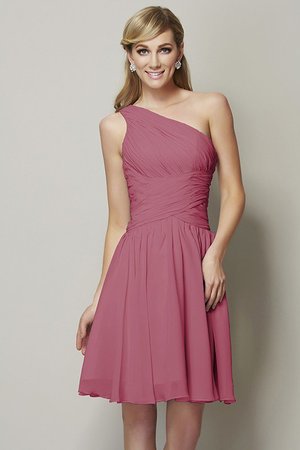 Robe demoiselle d'honneur naturel courte de princesse avec chiffon ligne a