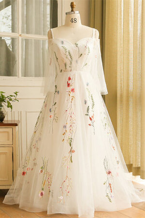 Robe de mariée fascinant col en forme de cœur a-ligne romantique delicat