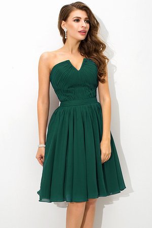 Robe demoiselle d'honneur plissage avec fronce manche nulle v encolure avec chiffon