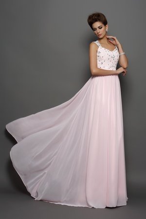 Robe de bal longue de princesse bandouliere spaghetti en chiffon avec perle