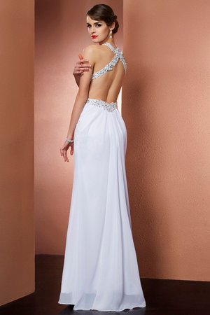 Robe de bal longue naturel longueur au ras du sol avec chiffon dénudé