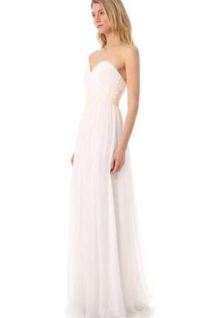 Robe de mariée longueur au ras du sol manche nulle ceinture avec ruban dos nu