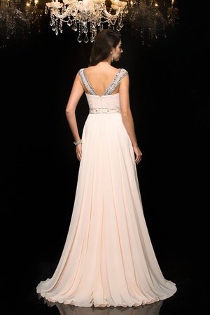 Robe de soirée naturel avec chiffon manche nulle fermeutre eclair avec perle