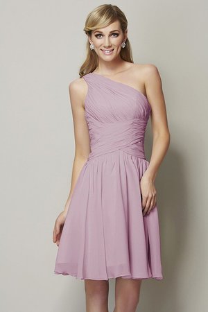 Robe demoiselle d'honneur naturel courte de princesse avec chiffon ligne a