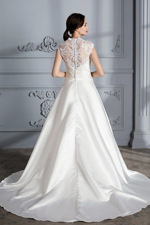 Robe de mariée naturel manche nulle en satin de traîne moyenne de mode de bal