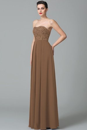 Robe demoiselle d'honneur longue en chiffon de col en cœur manche nulle a-ligne