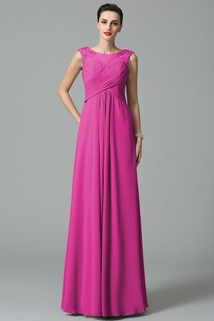 Robe demoiselle d'honneur de princesse a-ligne en chiffon avec zip encolure ronde