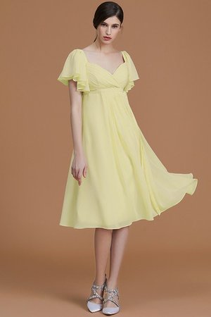 Robe demoiselle d'honneur naturel col en forme de cœur avec chiffon ruché avec zip