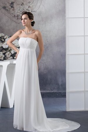 Robe de mariée plissé facile de traîne courte longueur au ras du sol avec chiffon