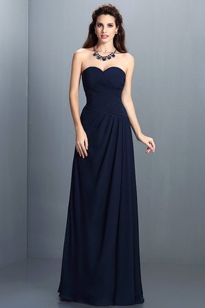 Robe demoiselle d'honneur longue avec chiffon avec zip avec fronce manche nulle