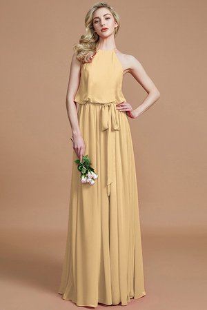 Robe demoiselle d'honneur avec ruban avec chiffon dénudé ceinture ligne a