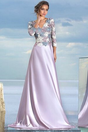 Robe de bal en satin v encolure ligne a avec manche longue longueur au ras du sol