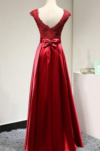 Robe demoiselle d'honneur romantique avec manche courte en satin ceinture avec nœud