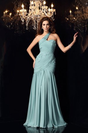 Robe de soirée longue de sirène de traîne courte manche nulle avec chiffon