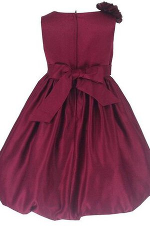 Robe cortège fille avec sans manches au niveau de genou avec nœud v encolure en satin