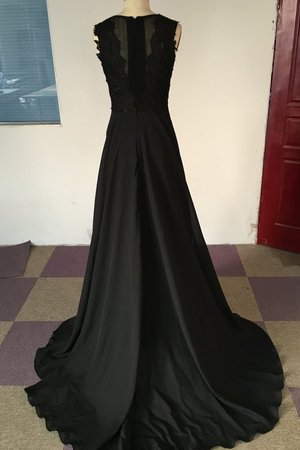 Robe de soirée en chiffon de traîne courte avec zip manche nulle encolure ronde