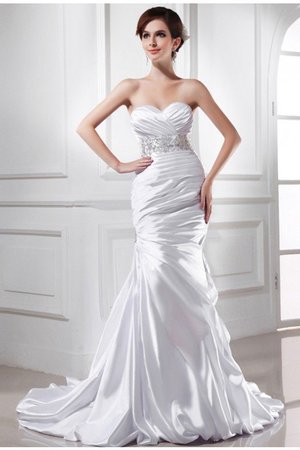 Robe de mariée cordon manche nulle de sirène avec perle de traîne moyenne