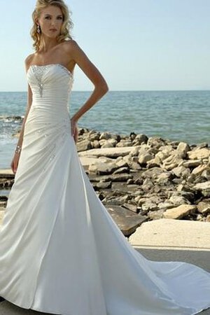 Robe de mariée satin tissé extensible avec perle de princesse en plage de bustier