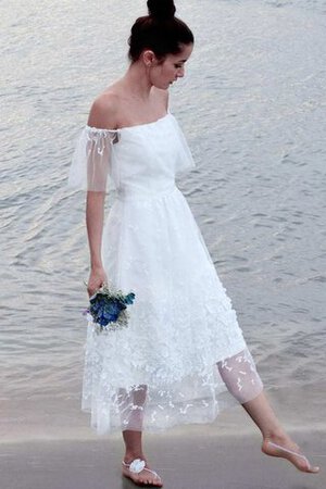 Robe de mariée mode jusqu'au mollet sans dos bucolique textile en tulle