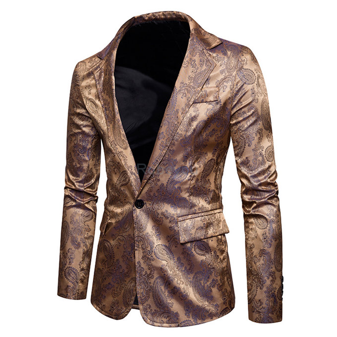 Et automne mode nouveaux hommes costume imprimer slim convient blazers veste manteau fleur