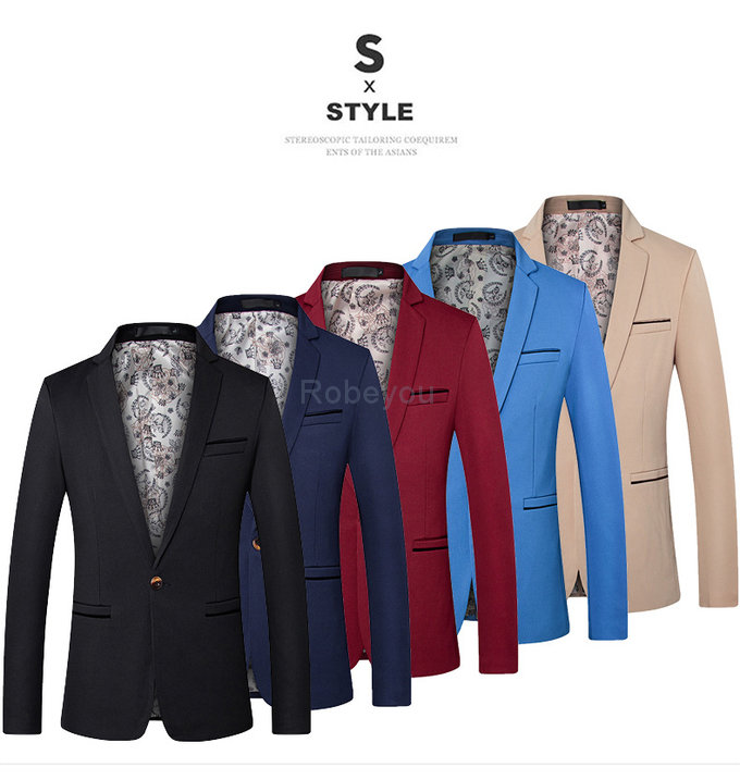 Et automne hommes costume mode blazer slim fit printemps