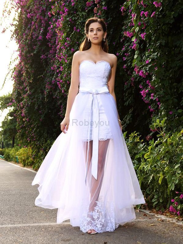 Robe de mariée longue de sirène decoration en fleur avec sans manches avec zip