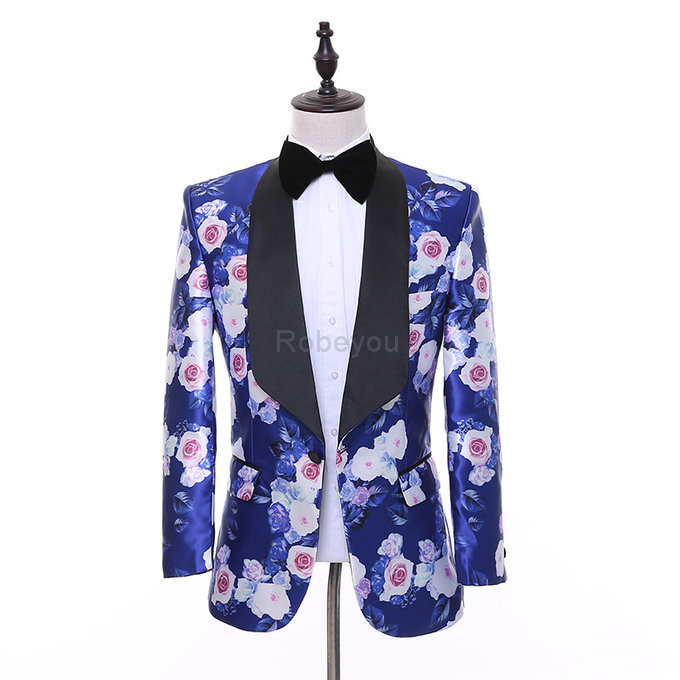 Vêtements ensemble floral hommes costume mode slim fit mariage