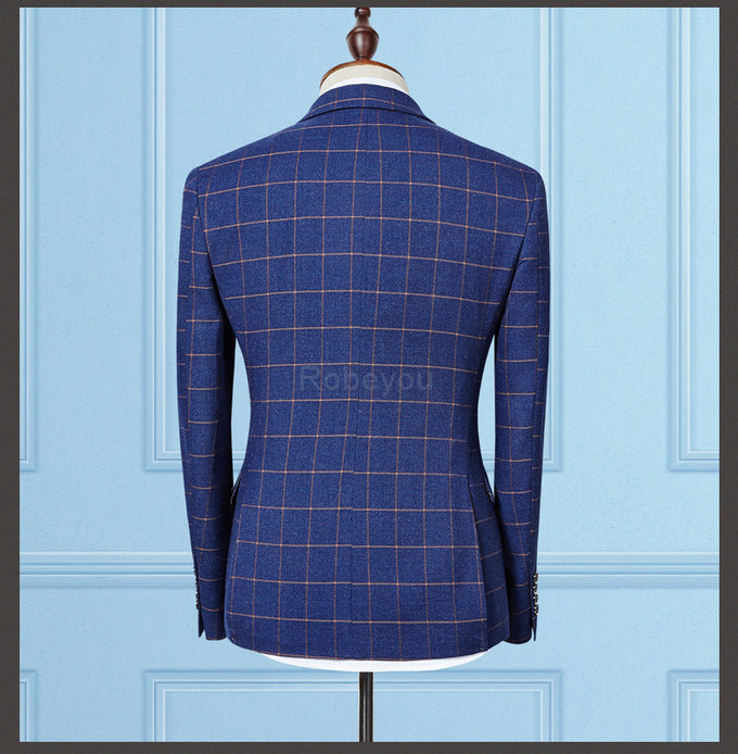 Vêtements hommes costumes de mariage pour hommes bleu plaid scène formels