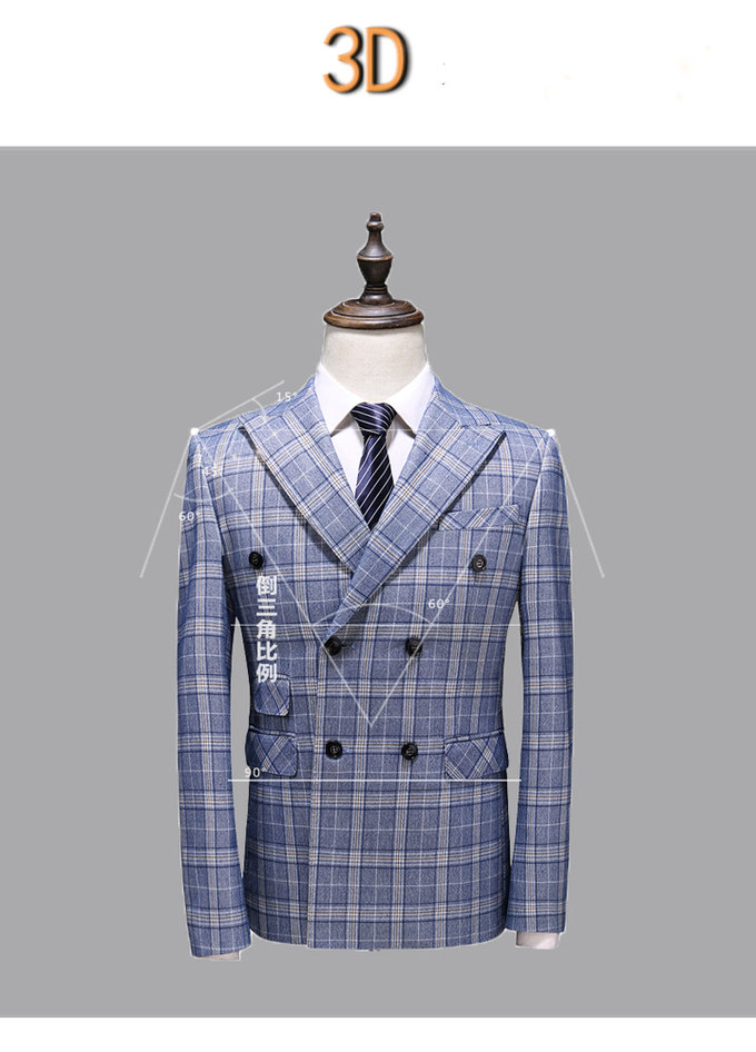 D'affaires blazers 3 pièces costume hommes nouvelle mode grande taille plaid automne