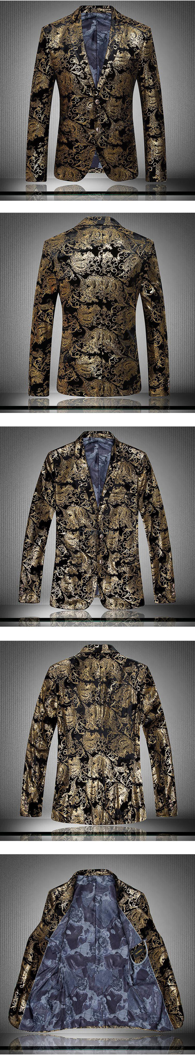 Floral classique marque hommes blazer décontracté imprimé