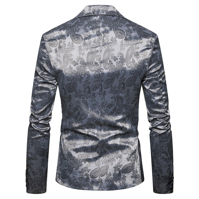 Et automne mode nouveaux hommes costume imprimer slim convient blazers veste manteau fleur